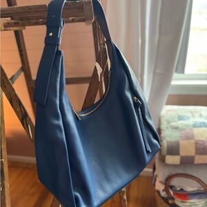 Blue Leather Shoulder Bag
